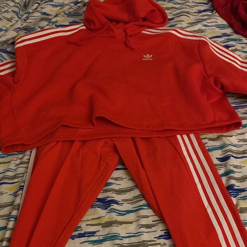 Adidas crop top hoodie and leggings